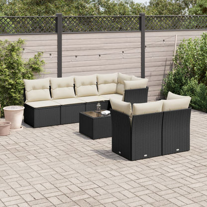 Set De Sofás De Jardín 8 Pzas Y Cojines Ratán Sintético Gris