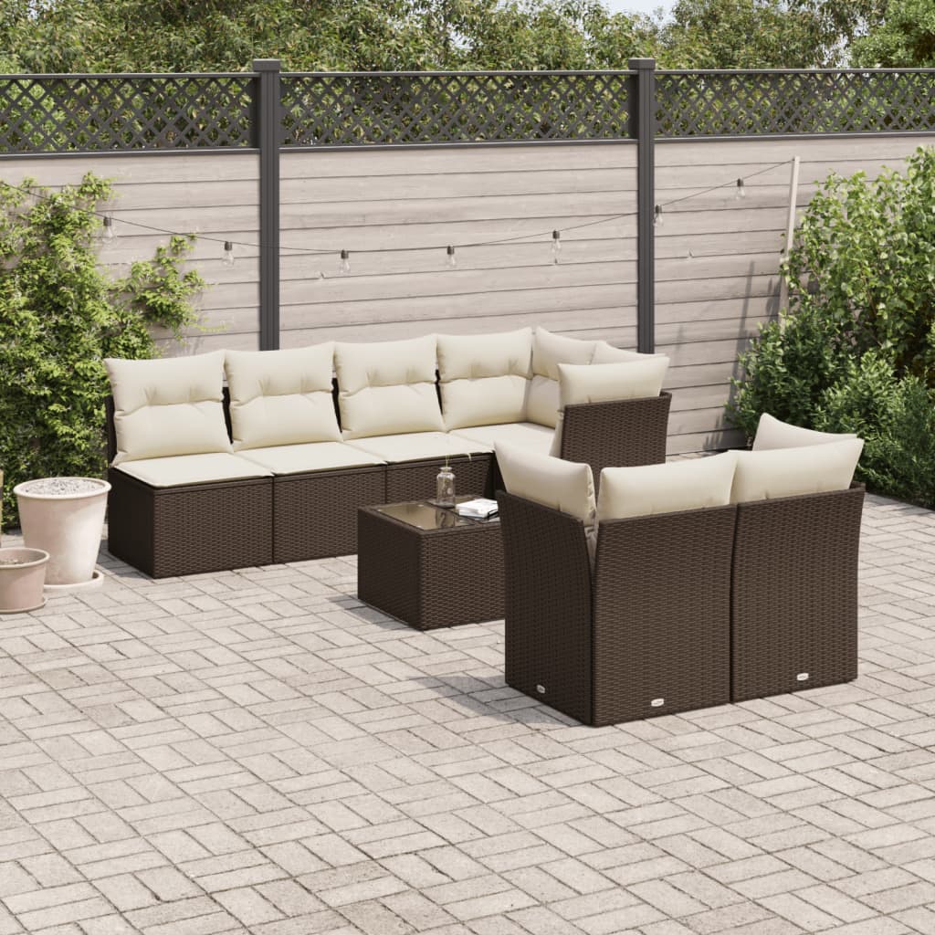 Set De Sofás De Jardín 8 Pzas Y Cojines Ratán Sintético Gris