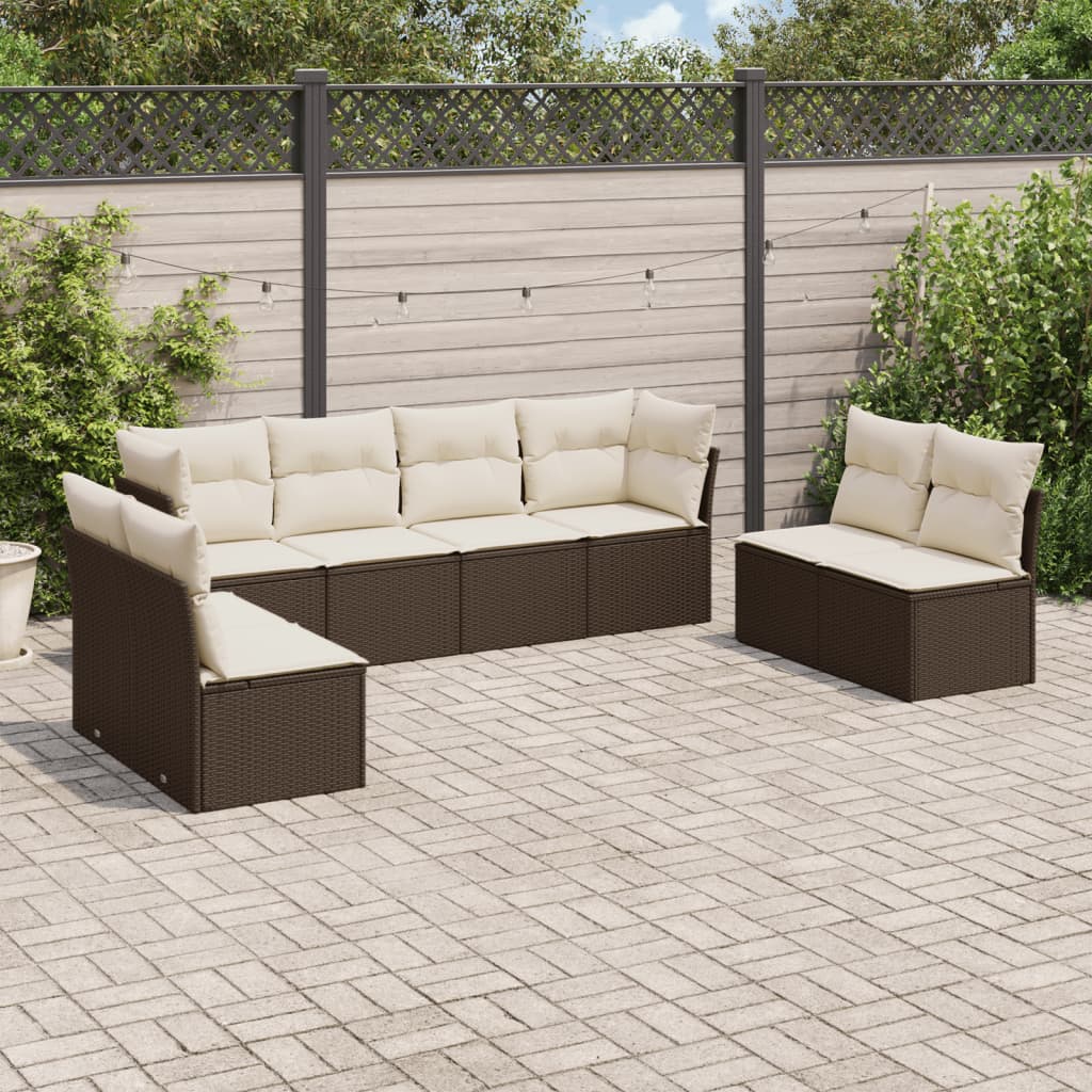 Set De Sofás De Jardín 8 Pzas Y Cojines Ratán Sintético Gris