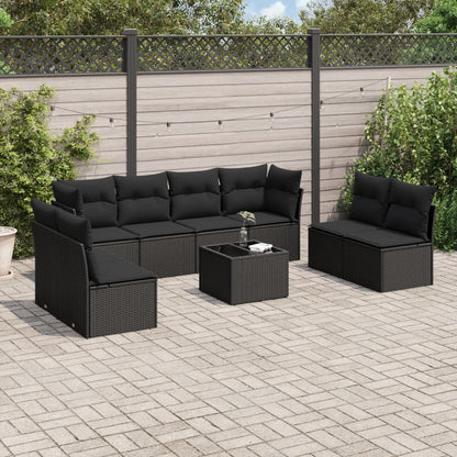 Set De Sofás De Jardín 8 Pzas Y Cojines Ratán Sintético Gris