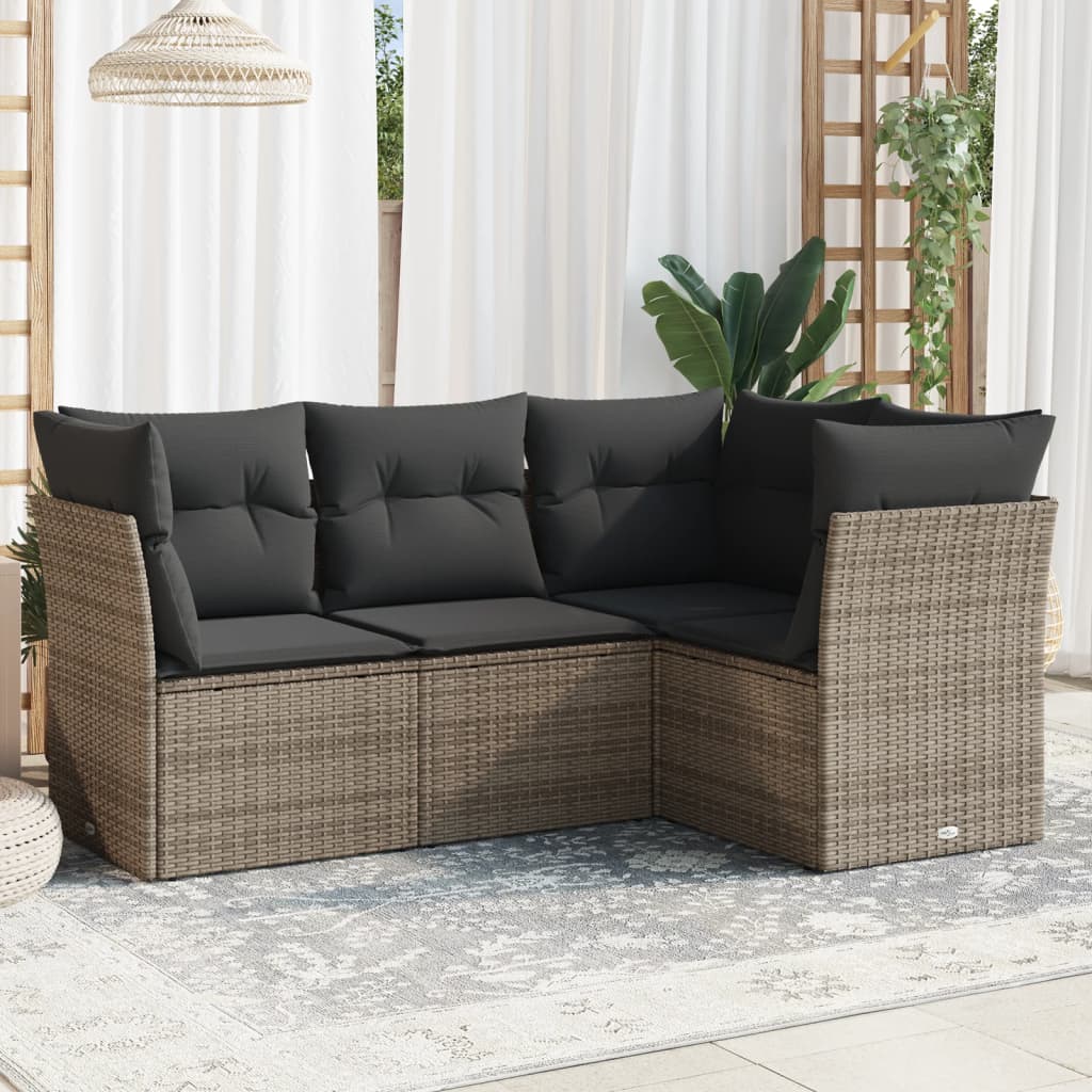 Set De Sofás Jardín Y Cojines 5 Pzas Ratán Sintético