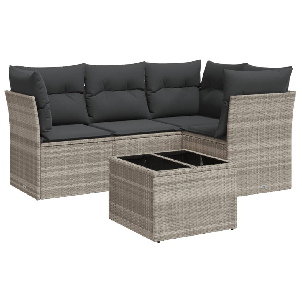 Set De Sofás Jardín Y Cojines 5 Pzas Ratán Sintético