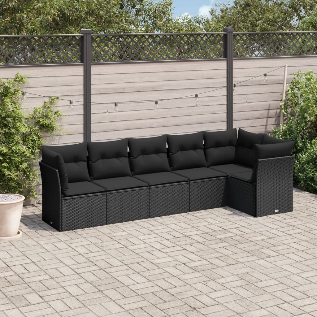 Set De Sofás De Jardín 6 Pzas Y Cojines Ratán Sintético Gris