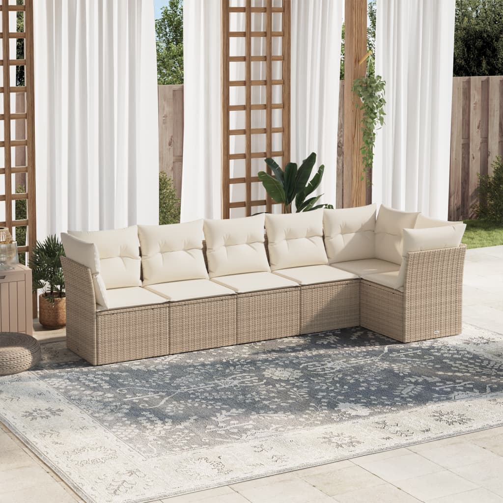 Set De Sofás De Jardín 6 Pzas Y Cojines Ratán Sintético Gris