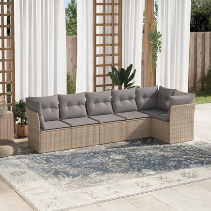 Set De Sofás De Jardín 6 Pzas Y Cojines Ratán Sintético Gris