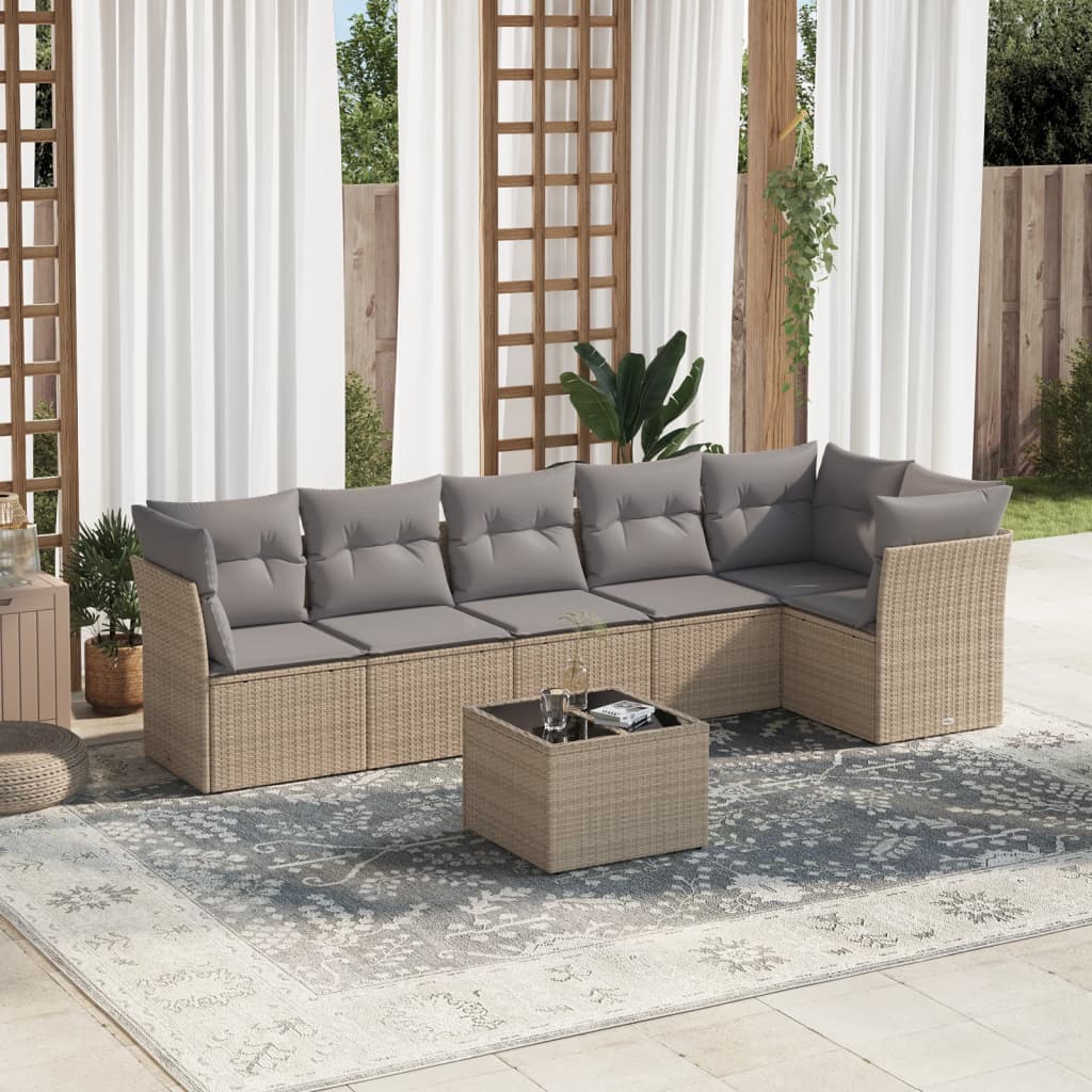 Set De Sofás De Jardín 6 Pzas Y Cojines Ratán Sintético Gris
