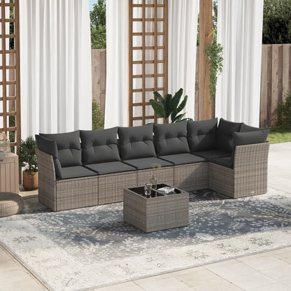 Set De Sofás De Jardín 6 Pzas Y Cojines Ratán Sintético Gris