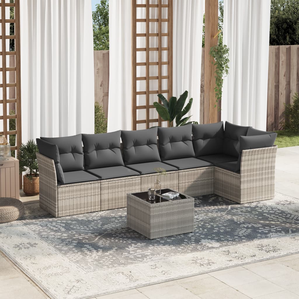 Set De Sofás De Jardín 6 Pzas Y Cojines Ratán Sintético Gris