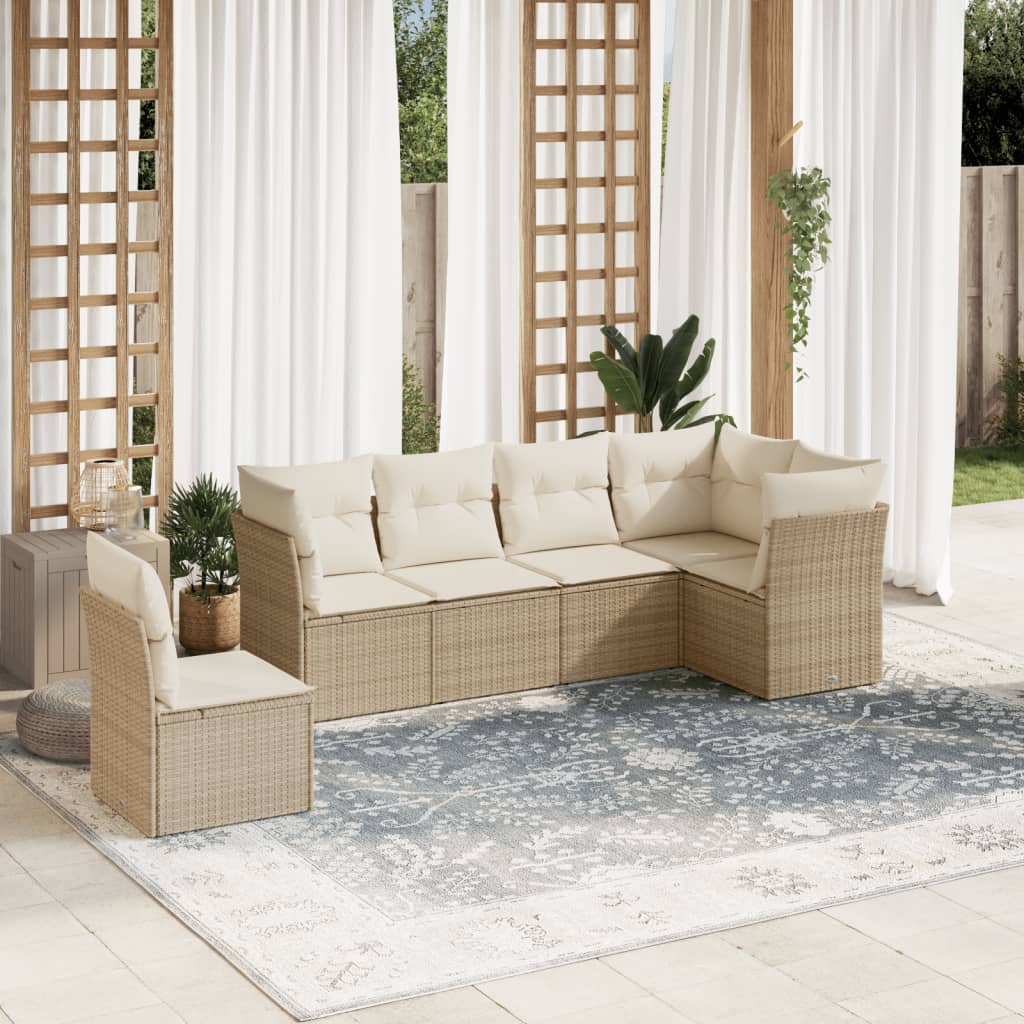Set De Sofás De Jardín 6 Pzas Y Cojines Ratán Sintético Gris