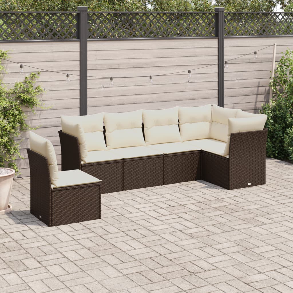 Set De Sofás De Jardín 6 Pzas Y Cojines Ratán Sintético Gris