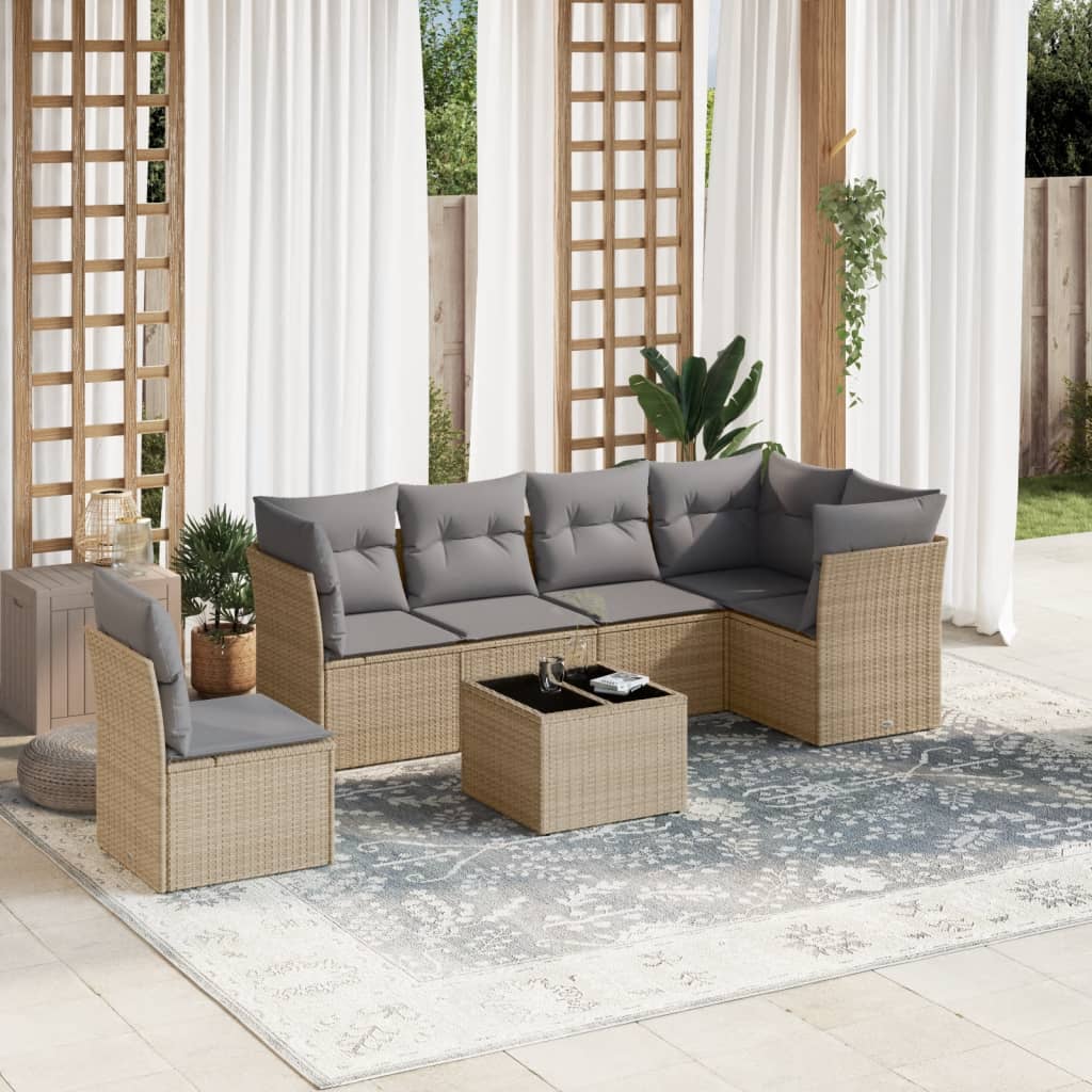 Set De Sofás De Jardín 6 Pzas Y Cojines Ratán Sintético Gris