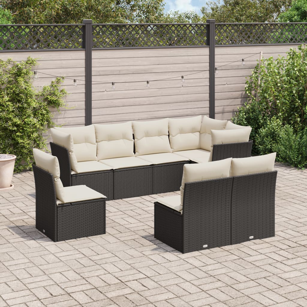 Set De Sofás De Jardín 9 Pzas Y Cojines Ratán Sintético Marrón