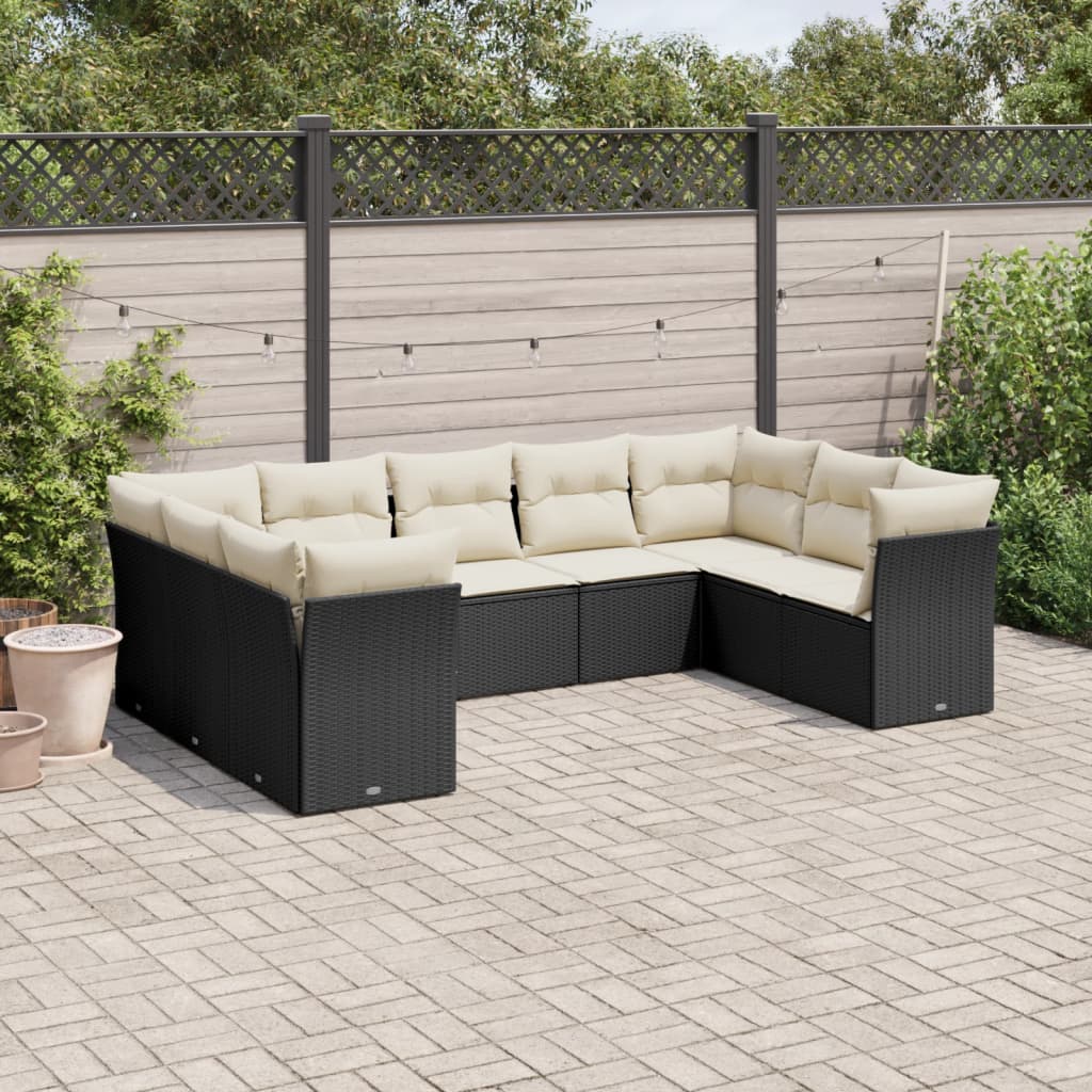 Set Muebles Jardín 9 Pzas Y Cojines Ratán Sintético