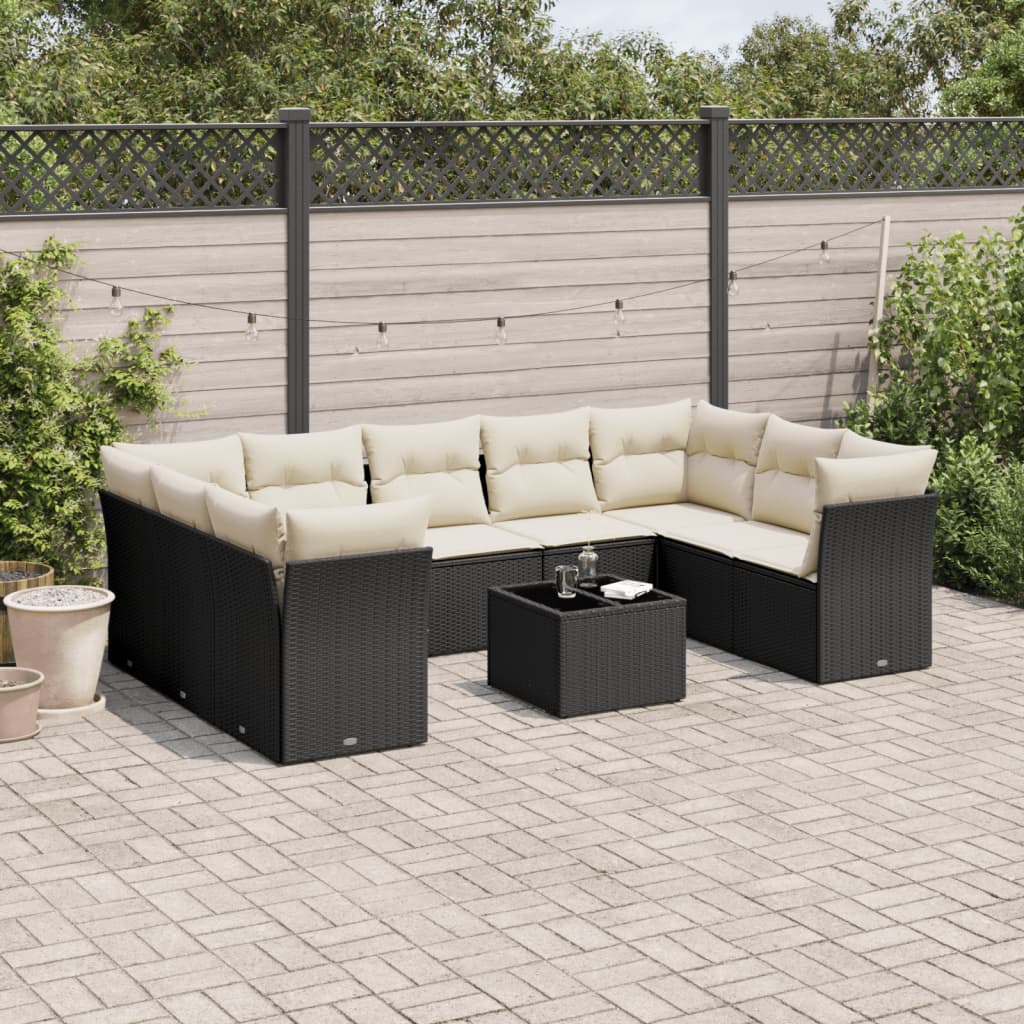 Set Muebles Jardín 9 Pzas Y Cojines Ratán Sintético