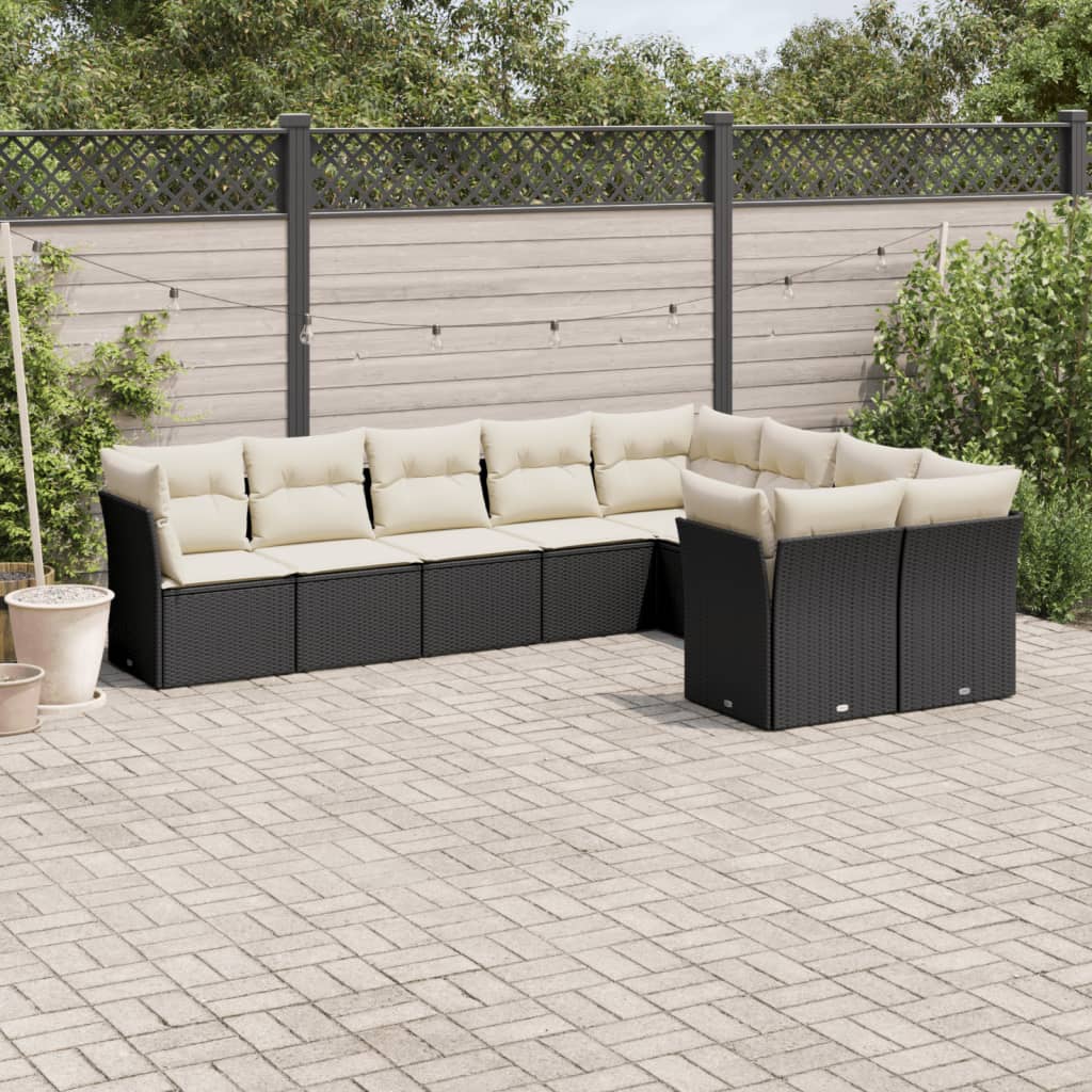 Set Muebles Jardín 9 Pzas Y Cojines Ratán Sintético