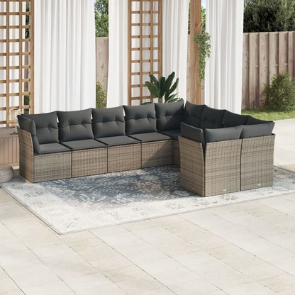 Set Muebles Jardín 9 Pzas Y Cojines Ratán Sintético