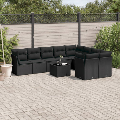 Set Muebles Jardín 9 Pzas Y Cojines Ratán Sintético