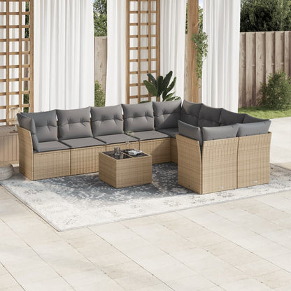 Set Muebles Jardín 9 Pzas Y Cojines Ratán Sintético