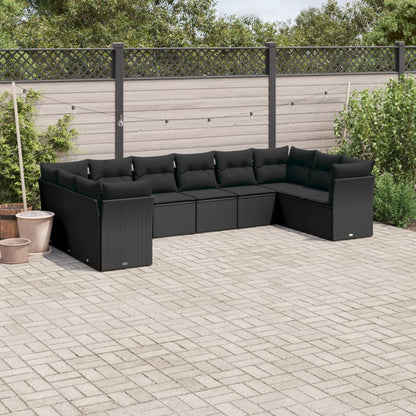 Set De Sofás De Jardín 11 Pzas Y Cojines Ratán Sintético Gris
