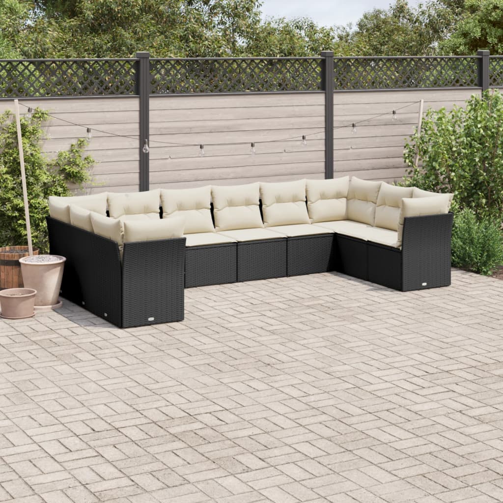 Set De Sofás De Jardín 11 Pzas Y Cojines Ratán Sintético Gris