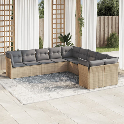 Set De Sofás De Jardín 11 Pzas Y Cojines Ratán Sintético Gris