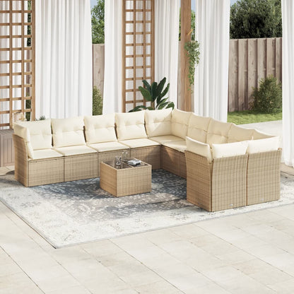 Set De Sofás De Jardín 11 Pzas Y Cojines Ratán Sintético Gris