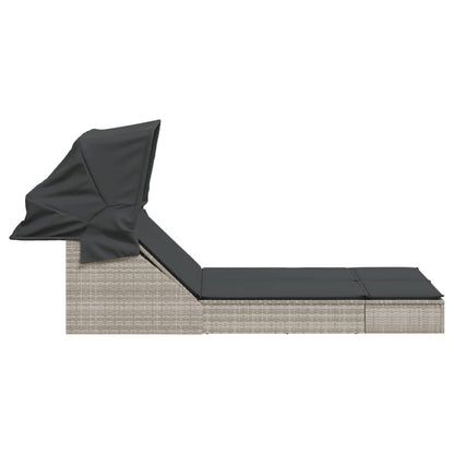 Tumbona Doble Con Capota Y Cojines Ratán Sintético