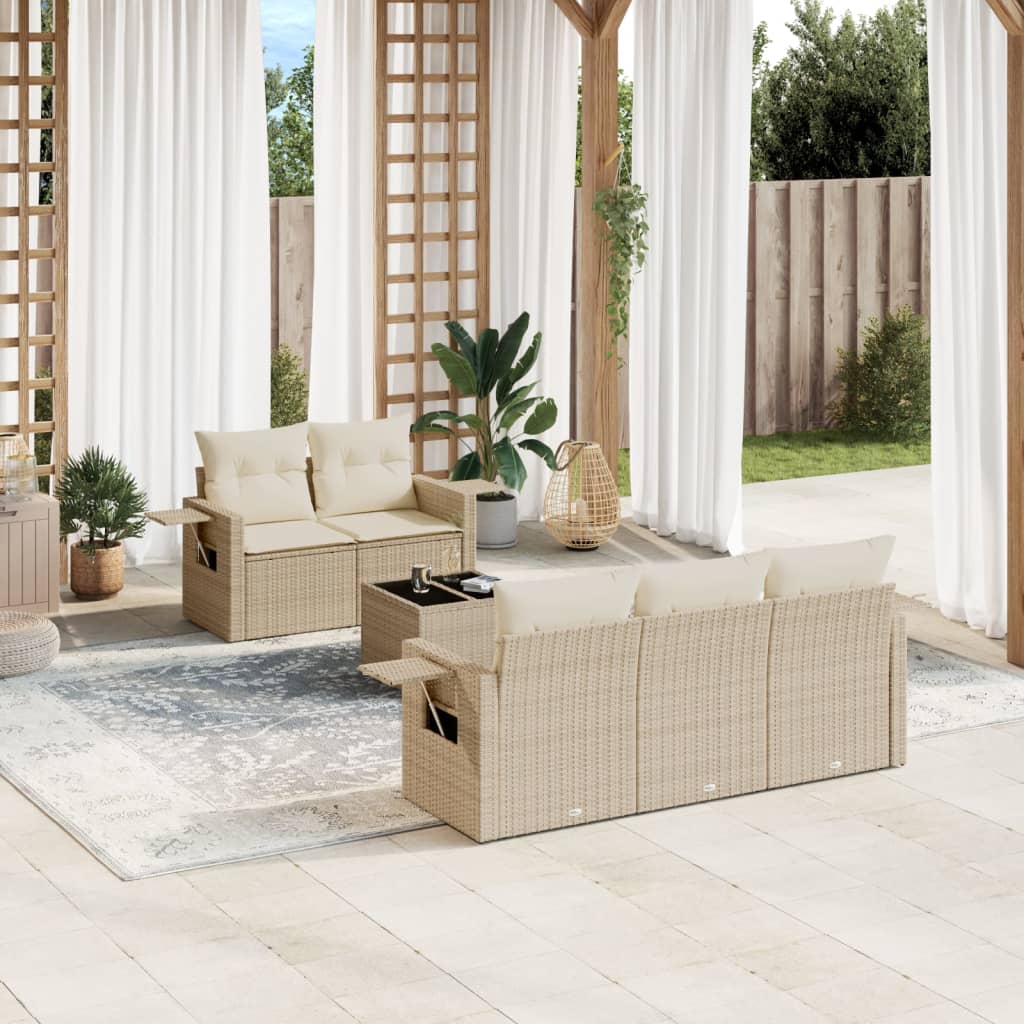Set De Sofás De Jardín 6 Pzas Y Cojines Ratán Sintético Gris