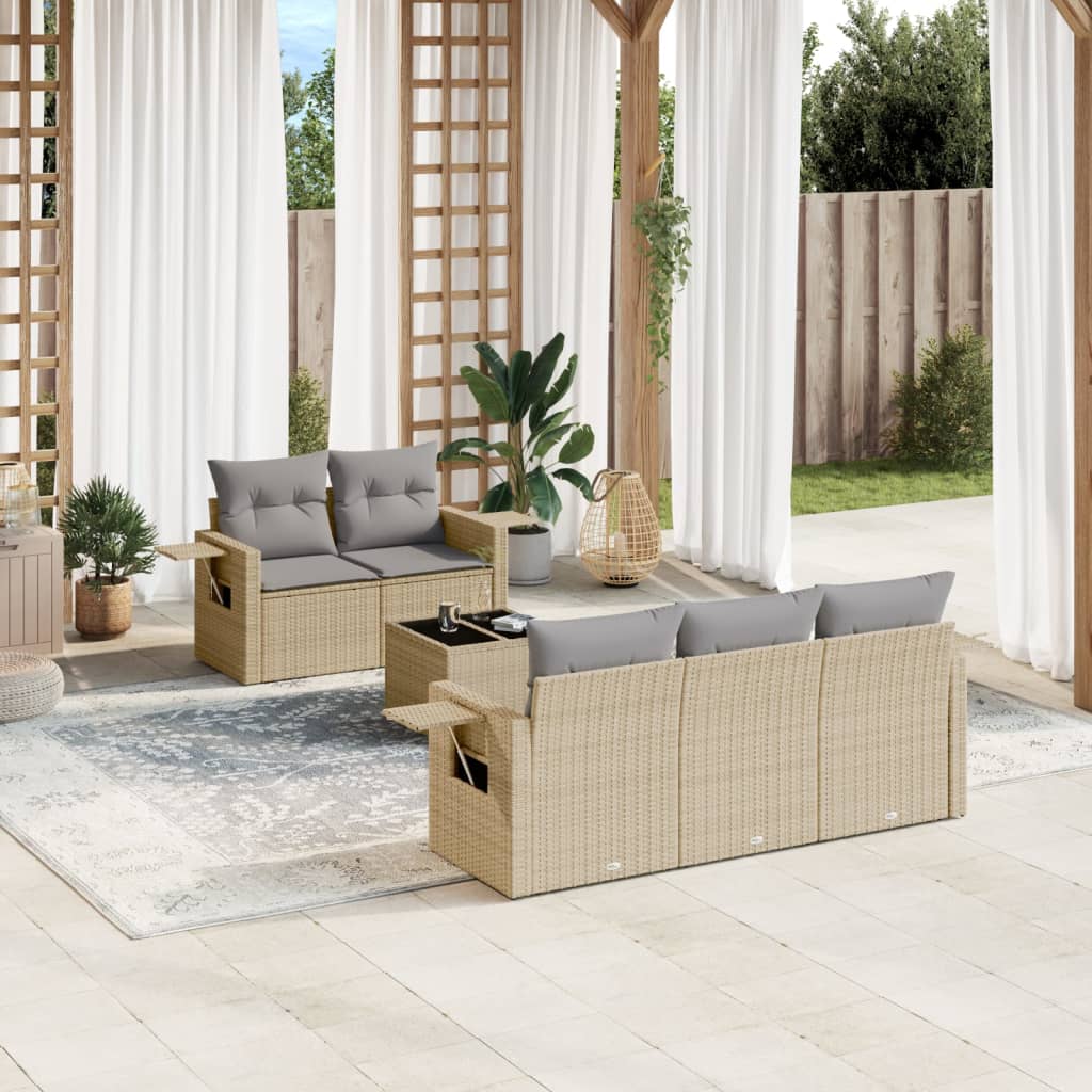 Set De Sofás De Jardín 6 Pzas Y Cojines Ratán Sintético Gris