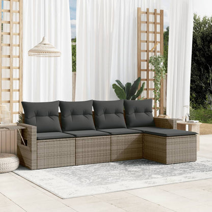 Set De Sofás Jardín Y Cojines 5 Pzas Ratán Sintético