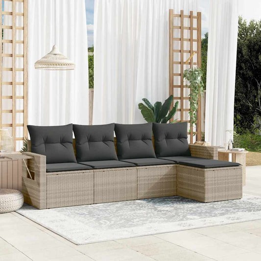 Set De Sofás Jardín Y Cojines 5 Pzas Ratán Sintético