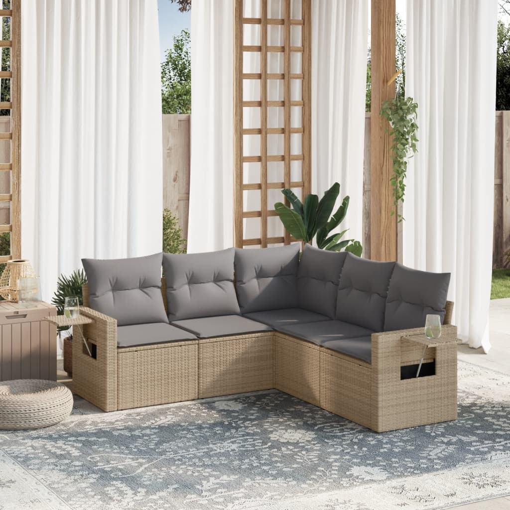Set De Sofás De Jardín 6 Pzas Y Cojines Ratán Sintético Gris