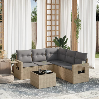 Set De Sofás De Jardín 6 Pzas Y Cojines Ratán Sintético Gris