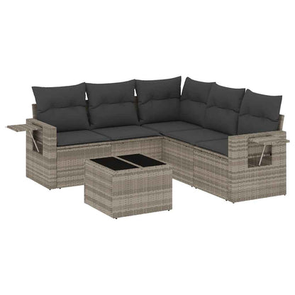 Set De Sofás De Jardín 6 Pzas Y Cojines Ratán Sintético Gris