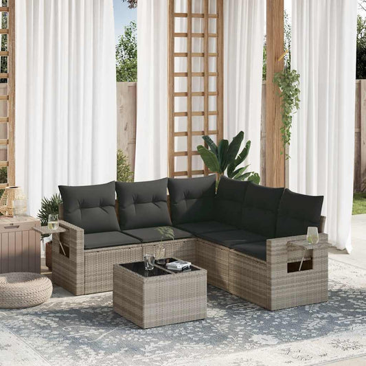 Set De Sofás De Jardín 6 Pzas Y Cojines Ratán Sintético Gris