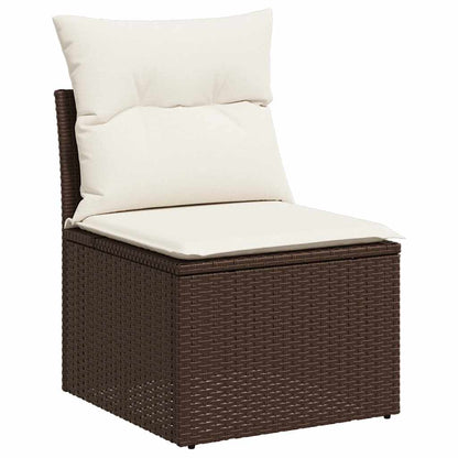 Set Sofás De Jardín 6 Piezas Y Cojines Ratán Sintético Marrón