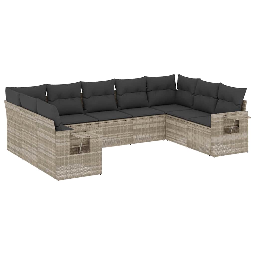 Set Muebles Jardín 9 Pzas Y Cojines Ratán Sintético