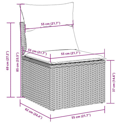 Set Muebles Jardín 9 Pzas Y Cojines Ratán Sintético