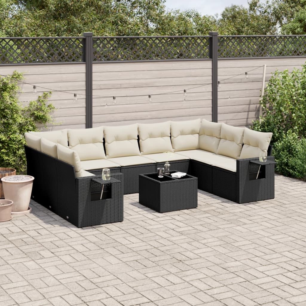 Set Muebles Jardín 9 Pzas Y Cojines Ratán Sintético