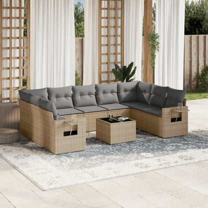 Set Muebles Jardín 9 Pzas Y Cojines Ratán Sintético
