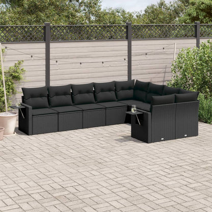 Set Muebles Jardín 9 Pzas Y Cojines Ratán Sintético