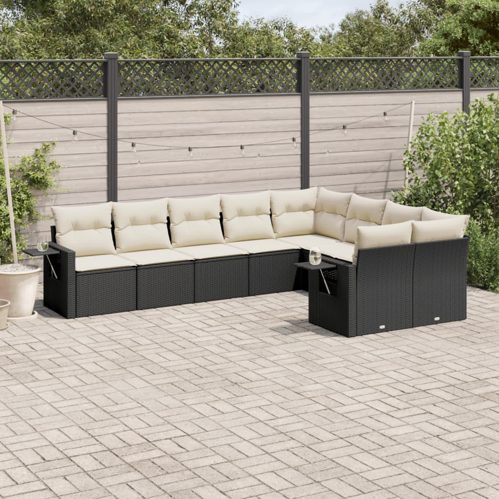 Set Muebles Jardín 9 Pzas Y Cojines Ratán Sintético