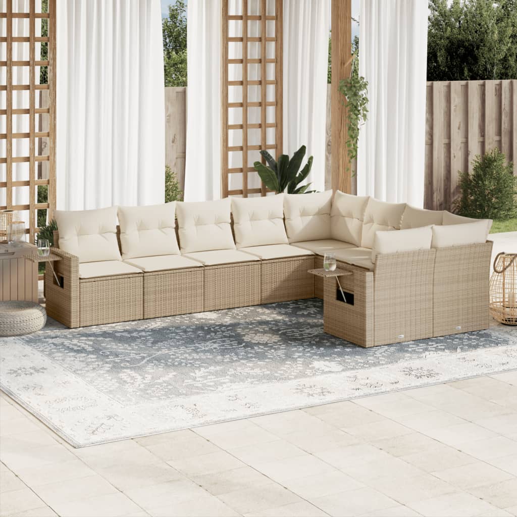 Set Muebles Jardín 9 Pzas Y Cojines Ratán Sintético