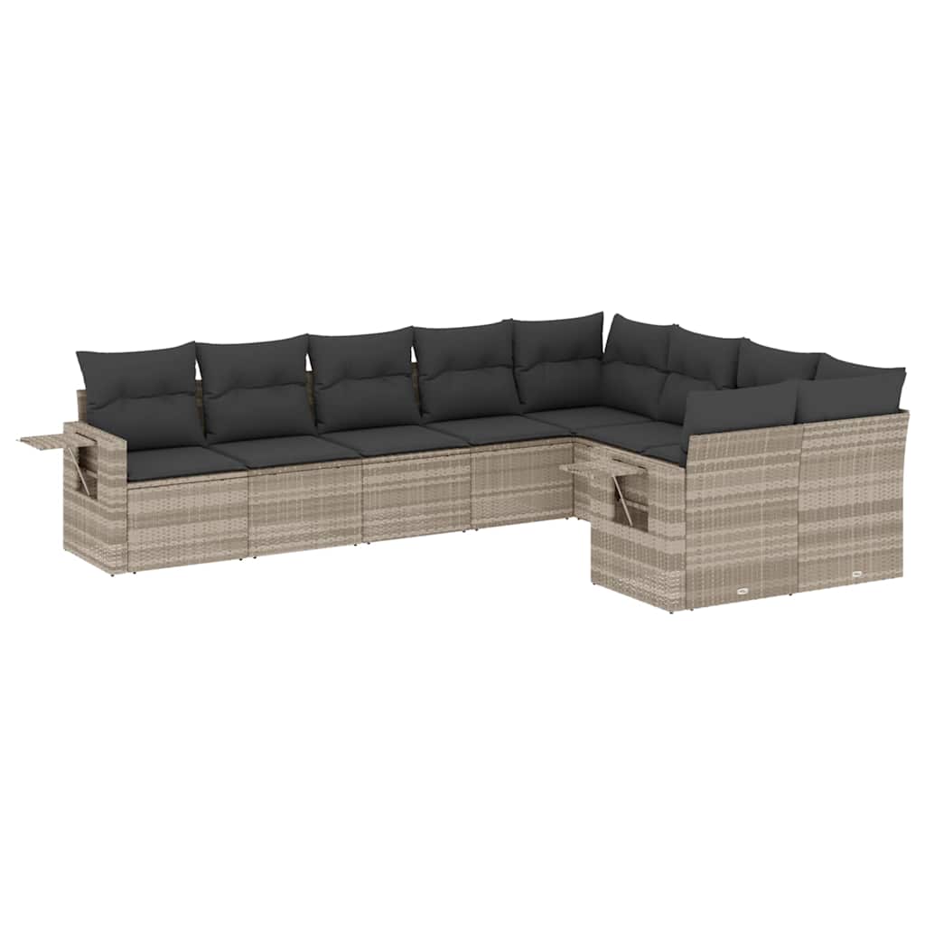 Set Muebles Jardín 9 Pzas Y Cojines Ratán Sintético