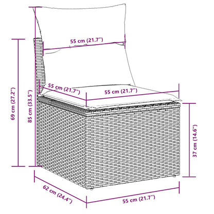 Set Muebles Jardín 9 Pzas Y Cojines Ratán Sintético