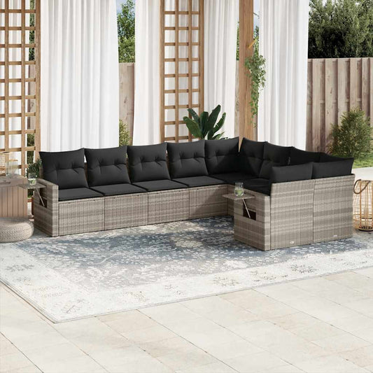 Set Muebles Jardín 9 Pzas Y Cojines Ratán Sintético
