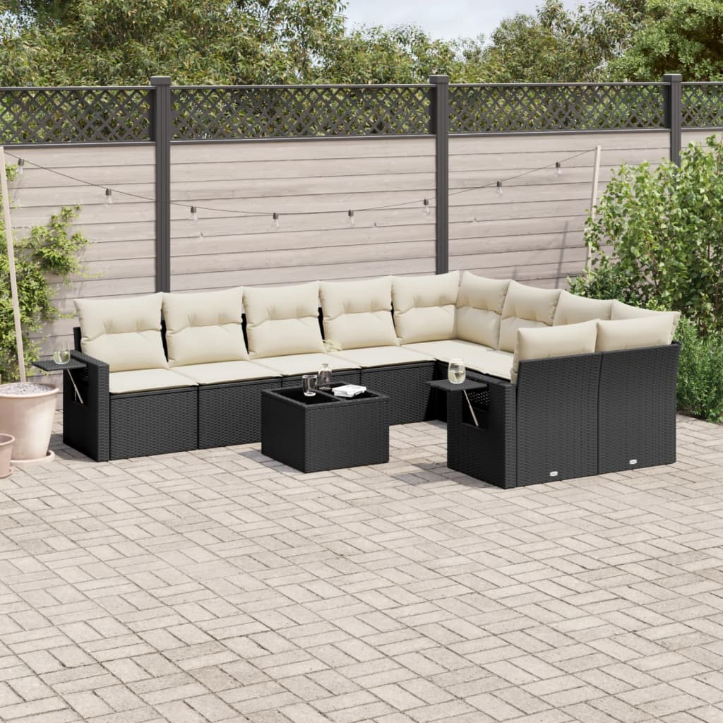 Set Muebles Jardín 9 Pzas Y Cojines Ratán Sintético