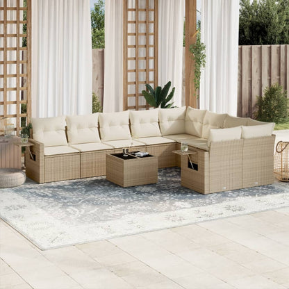 Set Muebles Jardín 9 Pzas Y Cojines Ratán Sintético