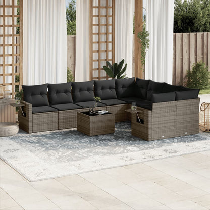 Set Muebles Jardín 9 Pzas Y Cojines Ratán Sintético