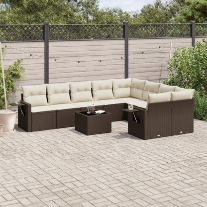 Set Muebles Jardín 9 Pzas Y Cojines Ratán Sintético
